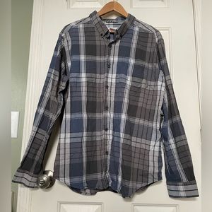 Columbia Shirt Long Sleeve Men's L  Plaid Blue and Gray Button Down